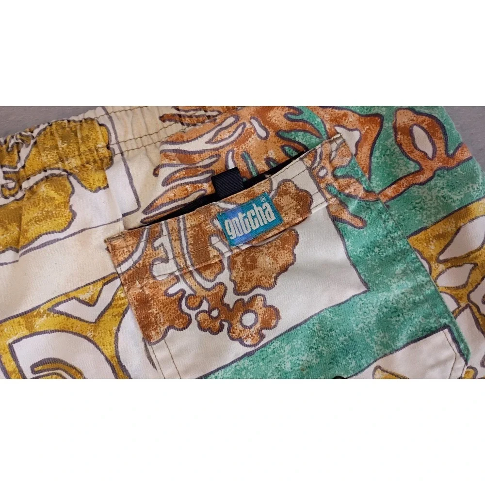 VINTAGE Gotcha Swim Trunks -(Small Flaw) Men's Sz Large- 1980's-Hawaiian Floral - Picture 11 of 12